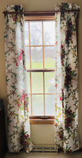 VTG 70s Satin Floral Pinch Pleat Curtain Panels Drapes Cottagecore MCM picture