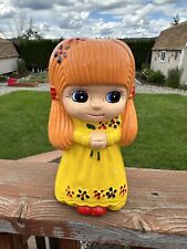 VINTAGE 1970s RED HAIR GIRL PIGGY BANK  picture