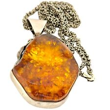 119grams ONE OF LARGEST AMBER VINTAGE NAVAJO STERLING SILVER DNA NECKLACE  picture