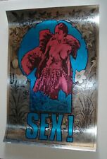 Vintage silver foil BIG O poster SEX Martin Sharp African ape tribal jungle NOS picture