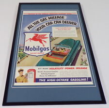 1953 Mobil Gas Framed 11x17 ORIGINAL Vintage Advertising Poster picture