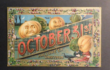 Mint USA Picture Postcard Halloween Live Pumpkin People Greetings Card Oct 31st picture