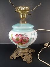 Vintage Glass Floral Hurricane Lamp Bottom picture