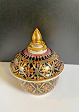 Vintage - Handmade Benjarong Porcelain Jar, 'Thailand Royal Pride'  Black & Gold picture