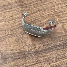 Vintage Handstopt TPN TINN NORGE Viking Ship Salt Cellar With Spoon picture
