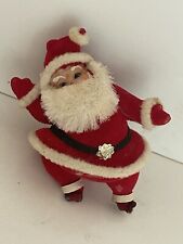 Vintage Flocked Santa Claus Ornament Bright red color picture