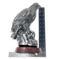 Collectible Metal Hawk & Falcon Sculpture Decorative Figurine on Wood Base 12 in picture