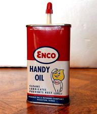 ENCO Handy Oil Full 4oz Unused, Uncut Metal Can Vintage Humble Oil & Refining Co picture