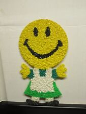 VTG RARE 1980's Smiley Face Girl In Dress Melted Plastic Popcorn Holiday Decor picture