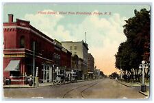 c1910 Front Street West Broadway Classic Car Railway Fargo North Dakota Postcard picture