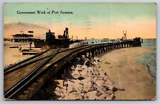 Government Work at Port Aransas Texas TX Railroad Tracks Train 1913 Postcard picture