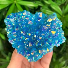 100g Raw Blue Angel Aura Cluster Titanium Geode Quartz Crystal Rock Specimens picture
