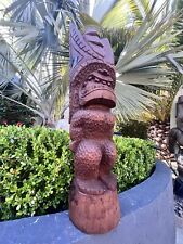New 3’ 3” Lono #4 Tiki by Smokin' Tikis Hawaii Stained Coco Palm Hand-carved picture