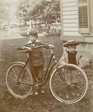 ORIGINAL - CRESCENT BRAND BICYCLE with CHILDREN ID'd PHOTOGRAPH c1890 picture