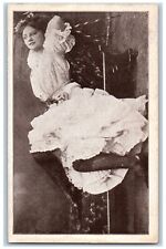 Risque Postcard Pretty Woman White Dress c1905 Unposted Antique picture