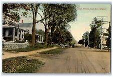 c1910's High Street Dirt Road Horse Carriage Building Camden Maine ME Postcard picture