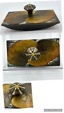 Tiffany Style Art Nouveau Lily Pad Brass Desk Rocking Writing Ink Blotter picture