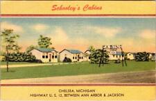 Chelsea, MI Michigan  SCHOOLEY'S CABINS Highway 12 Roadside Motel 1950 Postcard picture