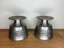 Set of 2 Vintage PERLETINN Pewter Oslo Metall Candle Holders Candlesticks Norway picture