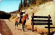 MT Montana LOOKOUT PASS ROADSIDE SIGN So Long Cowboy~Horse RUBYS GRILL Postcard picture