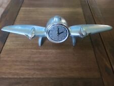 Sarsaparilla Vintage Metal Plane Clock - 80s Art Deco. WORKS. Aluminum Cool Art picture