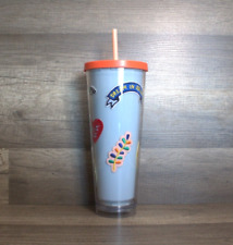Starbucks Dream In Color Tumbler & Straw~Patches~24 oz. Colorful Cup~Venti~EUC picture