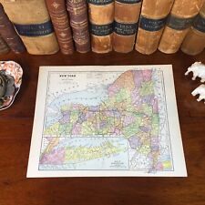 Original 1885 Antique Map NEW YORK STATE Syracuse Buffalo Rochelle Niagara Falls picture