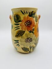 Vintage Italian Orange And Yellow Terracotta Vase Floral Made In Italy picture