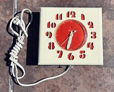 Kitchen Wall Clock Red and White Telechron Model 2H27 very good condition *RUNS* picture
