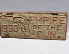 1933 Florida License Plate Car Tag Empire of the Sun picture
