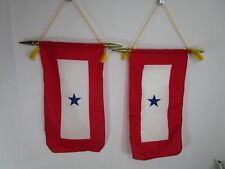 2 One Star Service Window Flag Banners Vintage 8x15 picture