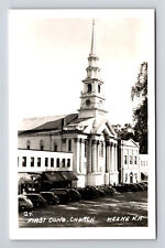 1958 RPPC First Congressional Church Old Cars Keene NH Postcard picture