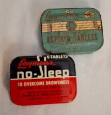 Vintage Laymon's Aspirin Tablet Tin 6 Ct & Laymons No Sleep Tabs 6Ct  picture