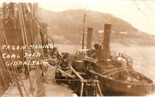 WWI USS Jason AC-12 Making Coal Gibraltar US Navy Ship Real Photo Postcard RPPC picture