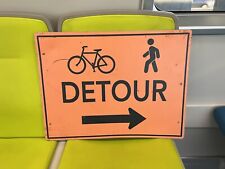Rare Detour Street Sign With Bicycle Ikon And person Icon on top,  24