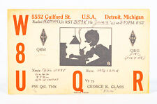 1941 Amateur Ham Radio QSL Card Detroit Michigan W8UQR George Glass picture