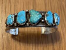 Mark Chee Navajo Blue Gem Turquoise Wirework Bangle picture