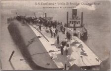 c1910s S.S. EASTLAND Great Lakes Ship Postcard Wells Street Bridge Chicago River picture