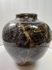 Black Pink Brown Marble Apple Vase Polished Carved Heavy Solid Natural Stone picture