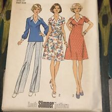 Vintage 1970s Simplicity 6277 Dress Or Top + Pants Sewing Pattern 18.5 XL CUT picture