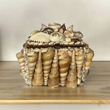 1970’s Nautical Seashell Encrusted Shell Jewelry Lined Trinket Box Vintage picture