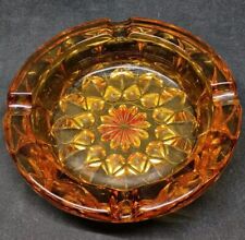 Vintage 6 Inch Amber Glass Ashtray Orange Red Heavy  picture