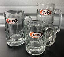 Vintage A&W AW Root Beer Dimpled Glass Mugs  SET OF 3 Heavy Stein & MUG picture