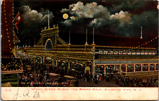 Vintage C. 1906 Night Boardwalk Scene Photo Atlantic City New Jersey Postcard picture