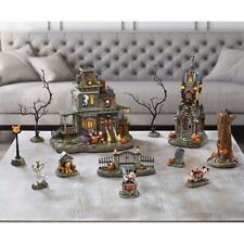 New Disney Halloween Village 12pc Set Haunted House Tower Mickey Minnie Friends picture
