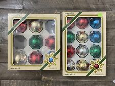 Vintage Pyramid Glass Ornaments Lot Christmas 2” & 2.5” Multicolored Balls picture
