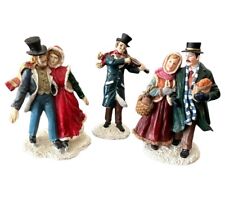 Vintage Mervyn’s Christmas Village Square Figurines Lot Of 3 Man Woman Violin picture