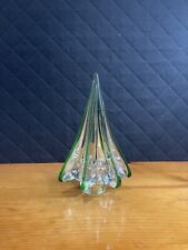 Lillian Vernon Hand Blown 9 inch tall Christmas Tree clear and green With BOX  picture