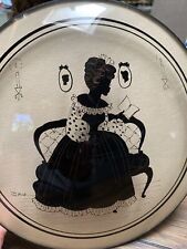 Silhouette by Peter Watson Studio 9” Lady Reading Reverse Painted Convex Glass picture