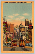 Looking Down California Street Toward Market-San Francisco CA Vintage Postcard picture